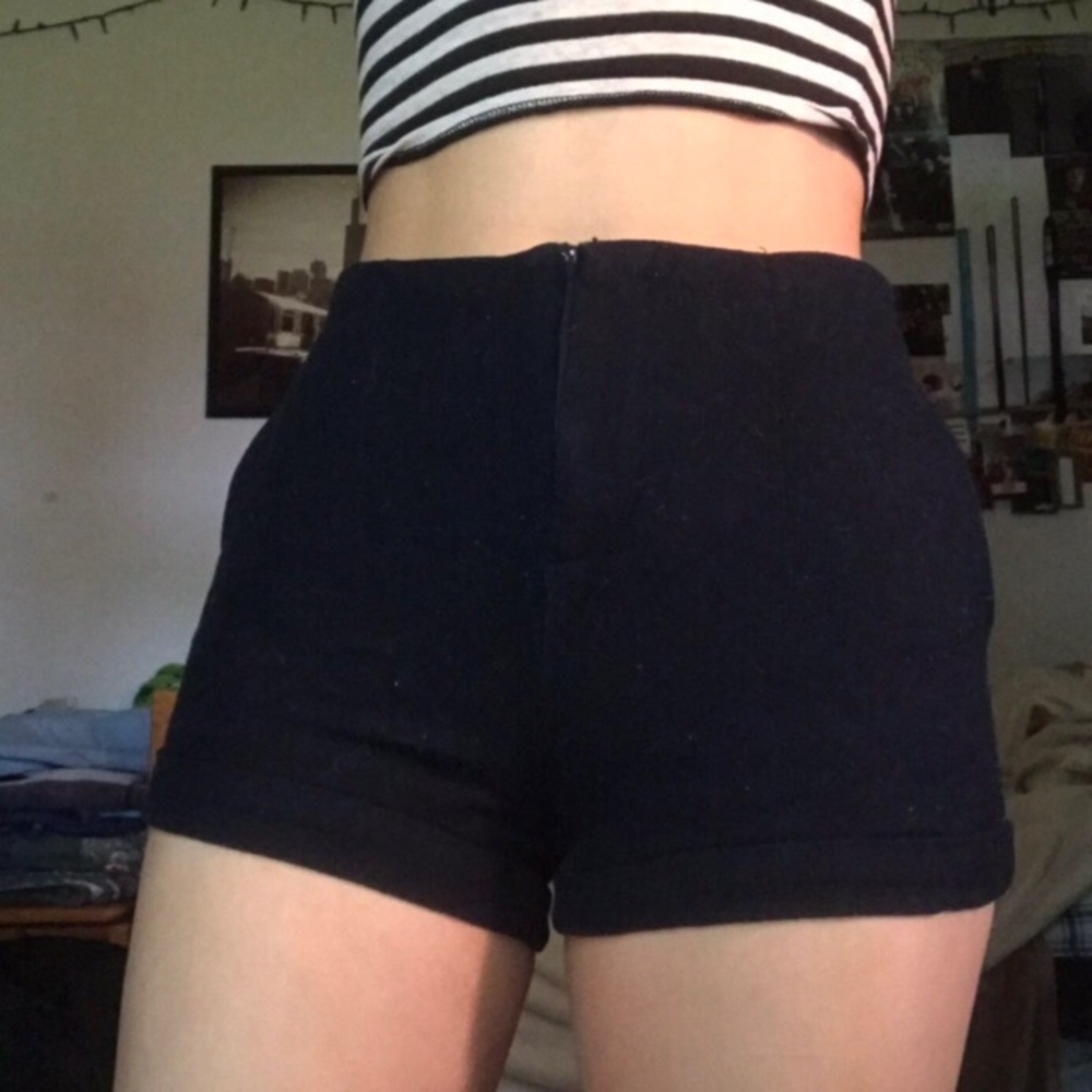 navy blue wool shorts